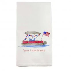 French Graffiti Beaver Lake Pontoon Boat Dishtowel
