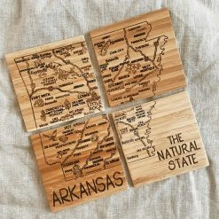 Totally Bamboo Arkansas Puzzle Coaster Set Hostess Gifts