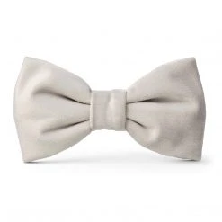 The Foggy Dog Fog Gray Velvet Dog Bow Tie - Standard