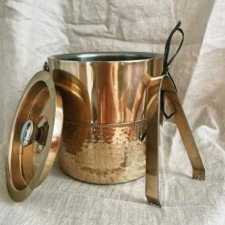 Creative Co-op Gold Ice Bucket With Tongs