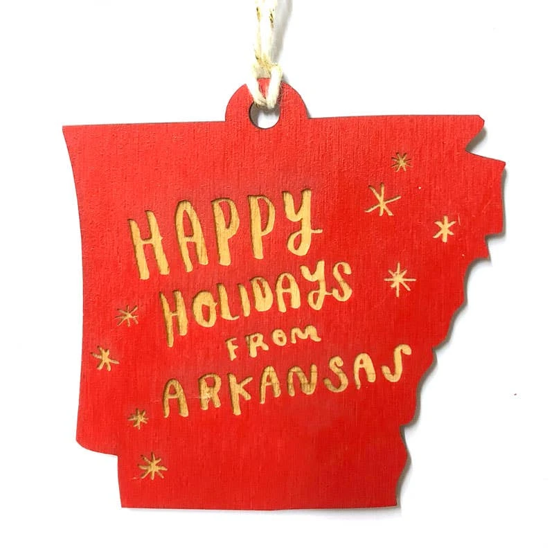 SnowMade Arkansas Razorbacks Happy Holidays From Arkansas Wood Ornament 4 SnowMade Arkansas Razorbacks Happy Holidays From Arkansas Wood Ornament