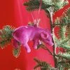 One Hundred Eighty Degress Arkansas Razorbacks Flocked Pig Ornament - Purple
