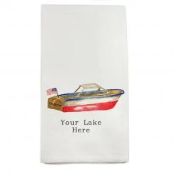French Graffiti Hostess Gifts Beaver Lake Boat Dishtowel