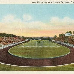 Found Image University Of Arkansas Stadium Vintage Art Print Gifts Under $30