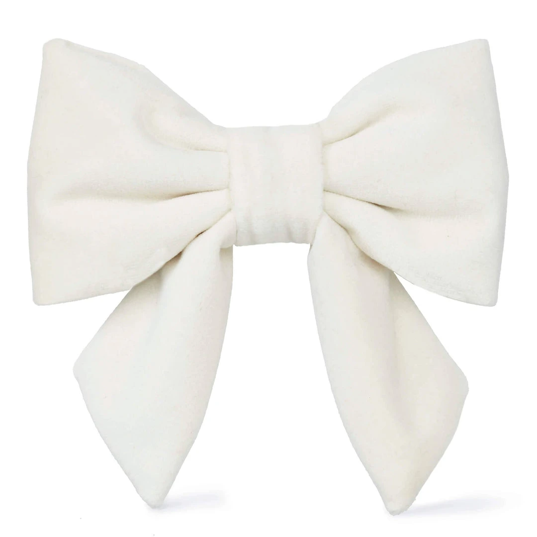 The Foggy Dog Pets Ivory Velvet Lady Dog Bow - Small 4 The Foggy Dog Pets Ivory Velvet Lady Dog Bow - Small