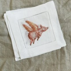 French Graffiti Flying Pig Cocktail Napkins