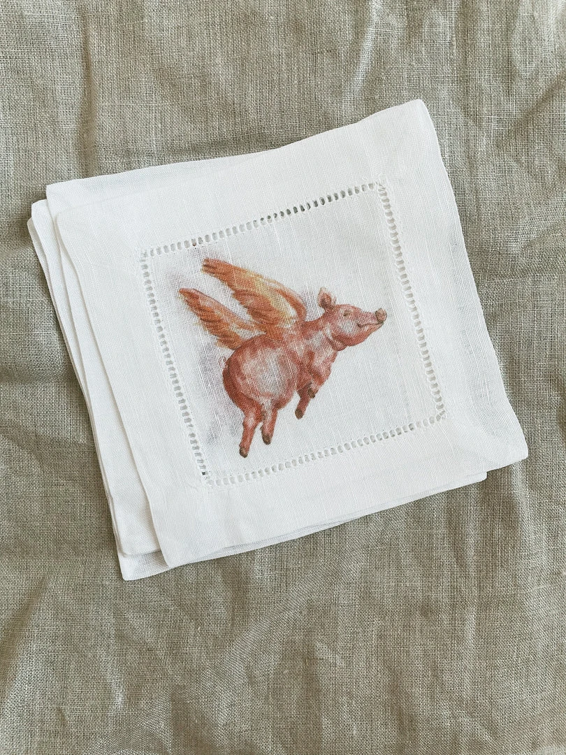 French Graffiti Flying Pig Cocktail Napkins 3 French Graffiti Flying Pig Cocktail Napkins
