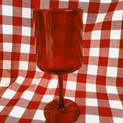 Creative Co-op Colorful Stemmed Wine Glass - Red (PICKUP ONLY) Arkansas Razorbacks
