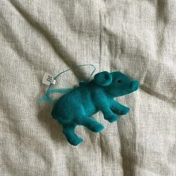 One Hundred Eighty Degress Flocked Pig Ornament - Blue Arkansas Razorbacks