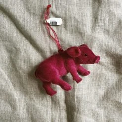 One Hundred Eighty Degress Arkansas Razorbacks Flocked Pig Ornament - Purple