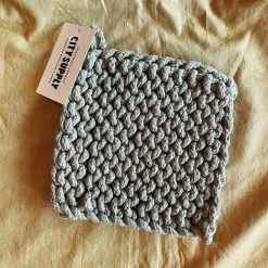 CREATIVE COOP Crocheted Pot Holder - Light Gray