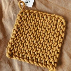 CREATIVE COOP Crocheted Pot Holder - Mustard