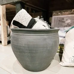 Creative Co-op Large Terracotta Pot With Black Matte Finish - PICKUP ONLY