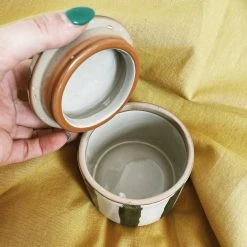 Creative Co-op Kitchenware Black Striped Stoneware Canister