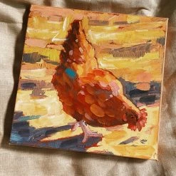 Creative Co-op Decor Square Rooster Canvas - Yellow