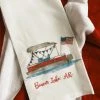 French Graffiti Beaver Lake Pontoon Boat Dishtowel