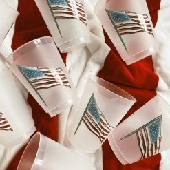 Sip Hip Hooray American Flag Watercolor Reusable Cups