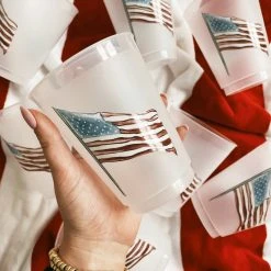 Sip Hip Hooray American Flag Watercolor Reusable Cups