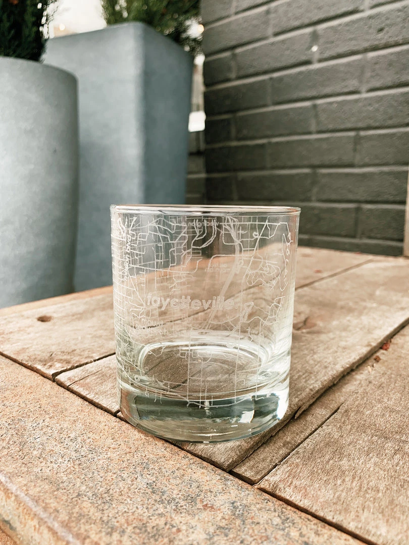 Well Told Gifts For Him Fayetteville, AR Map Rocks Glass 4 Well Told Gifts For Him Fayetteville, AR Map Rocks Glass