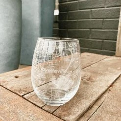 Well Told Fayetteville AR Map Stemless Wine Glass