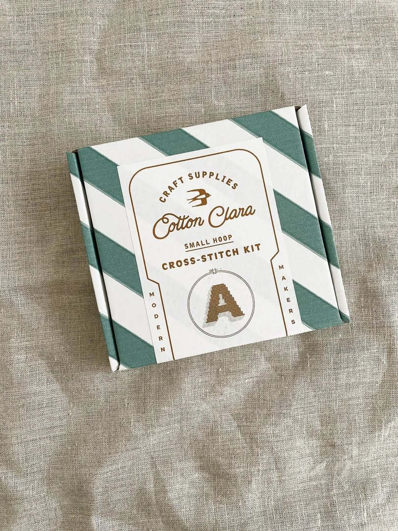 Cotton Clara: Drop Shadow Alphabet Cross Stitch Kit - Blue Pale Blue Pink Black Gifts For Her 4 Cotton Clara: Drop Shadow Alphabet Cross Stitch Kit - Blue Pale Blue Pink Black Gifts For Her