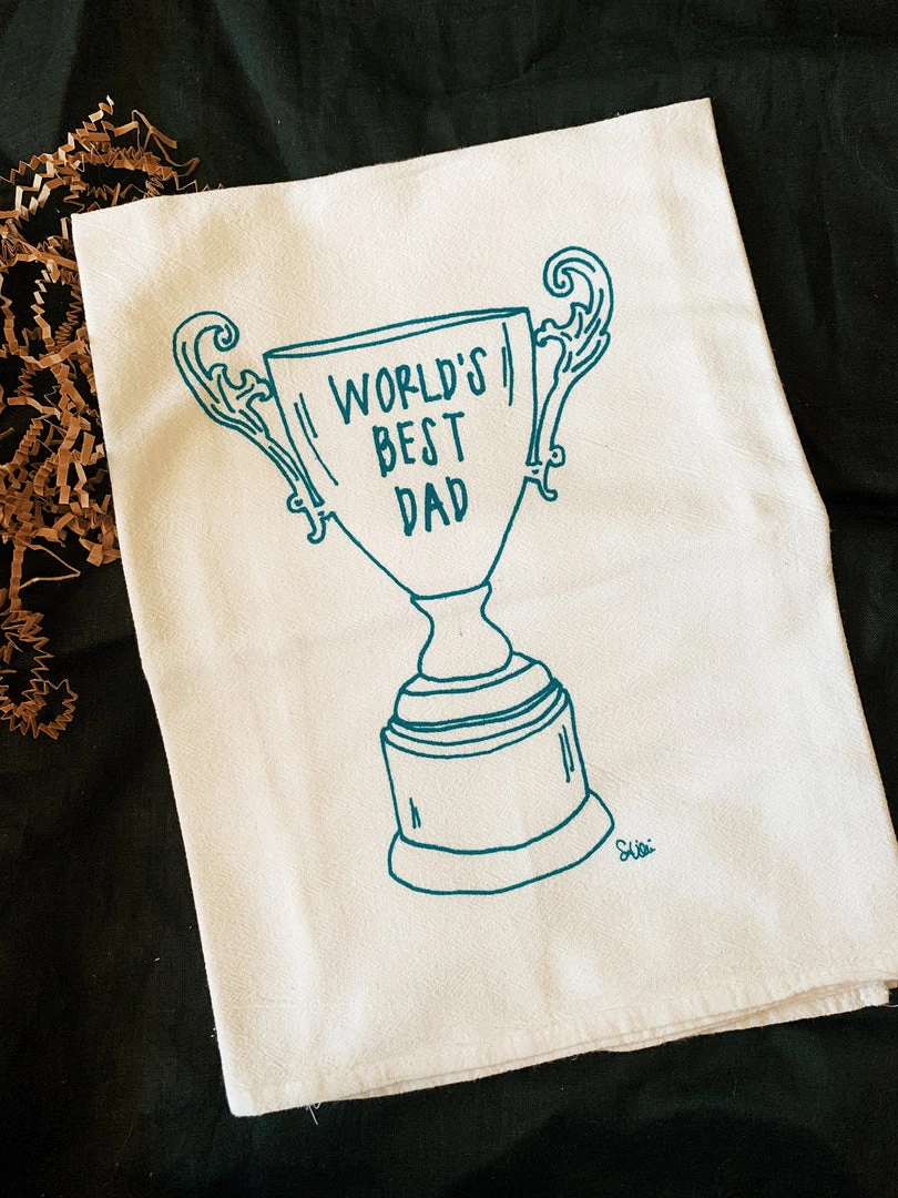 Girls Can Tell Dad Trophy Tea Towel Kitchenware 5 Girls Can Tell Dad Trophy Tea Towel Kitchenware