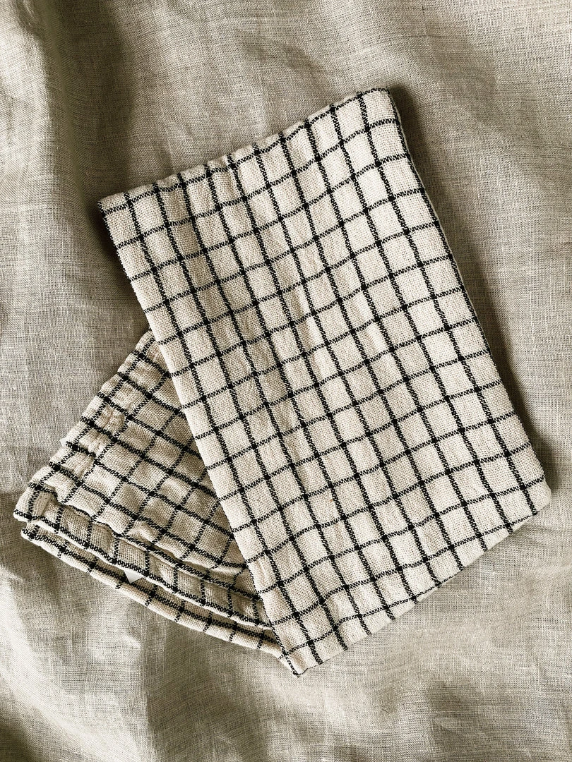 Creative Co-op Black + White Grid Tea Towel Kitchenware 3 Creative Co-op Black + White Grid Tea Towel Kitchenware