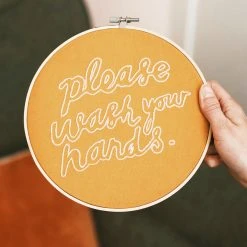 Gifts For Her Cotton Clara: Please Wash Your Hands Embroidery Hoop Kit