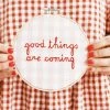 Gifts For Her Cotton Clara: Good Things Are Coming Gingham Hoop Embroidery Kit