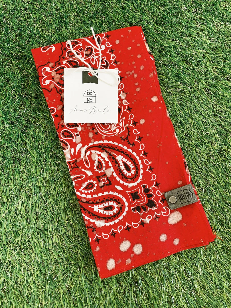 Aromas Barn Co. Acid Wash Rocker Bandana - Red 3 Aromas Barn Co. Acid Wash Rocker Bandana - Red