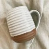Creative Co-op White And Tan Reactive Glaze Mug Kitchenware