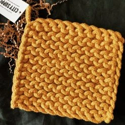 CREATIVE COOP Crocheted Pot Holder - Mustard