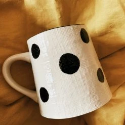 Creative Co-op Black + White Dot Mug Kitchenware