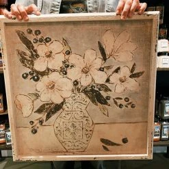 Creative Co-op White Vase Wood Wall Decor