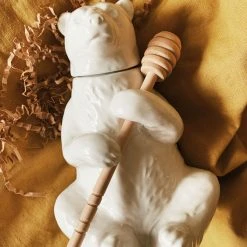 Creative Co-op Ceramic Honey Bear W/ Stick