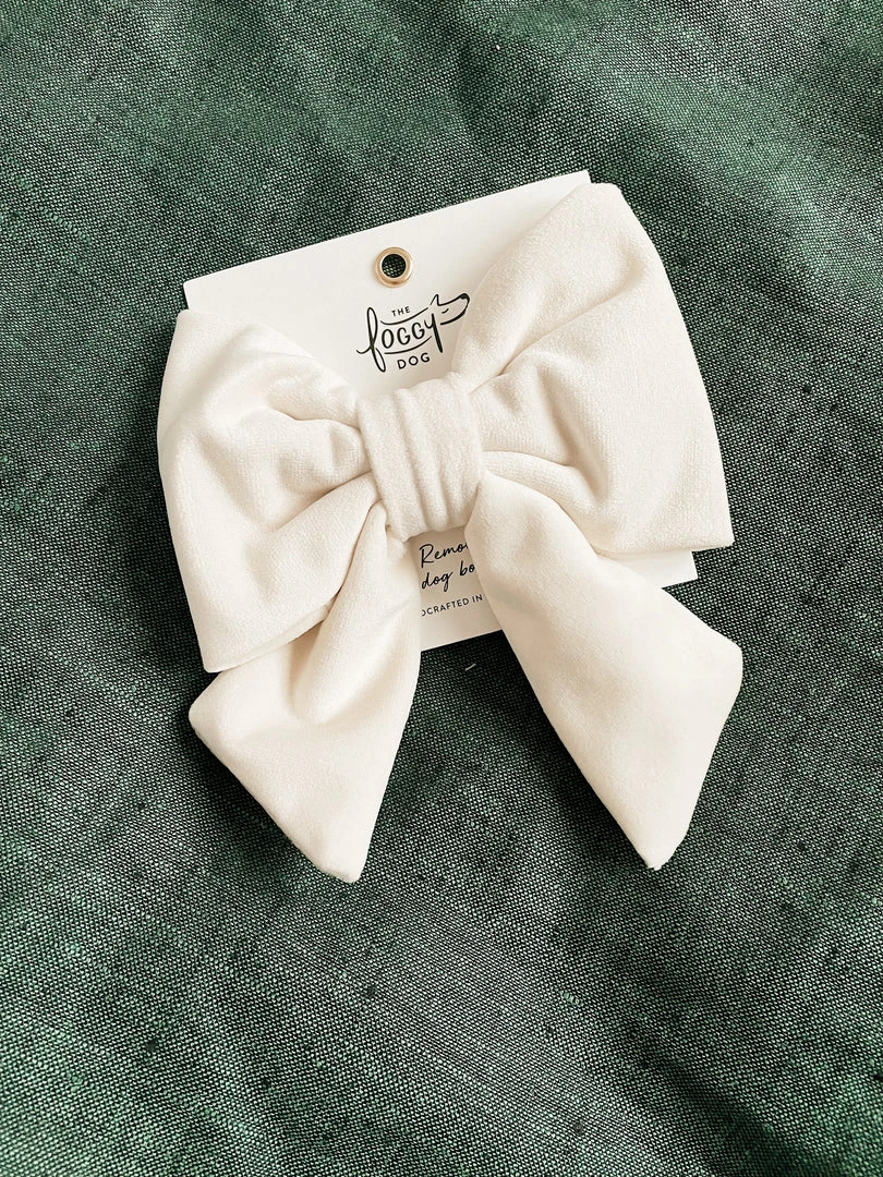 The Foggy Dog Pets Ivory Velvet Lady Dog Bow - Large 3 The Foggy Dog Pets Ivory Velvet Lady Dog Bow - Large