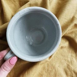Creative Co-op White Stoneware Cup With Handle Kitchenware