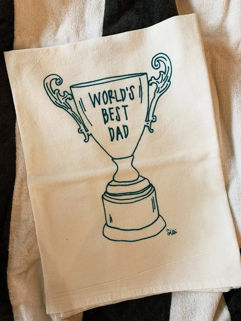 Girls Can Tell Dad Trophy Tea Towel Kitchenware 3 Girls Can Tell Dad Trophy Tea Towel Kitchenware