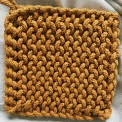 CREATIVE COOP Crocheted Pot Holder - Mustard
