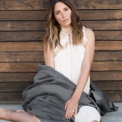 Little Giraffe: Luxe Throw Blanket - Charcoal Gifts For Her