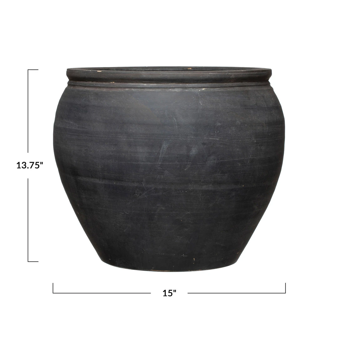 Creative Co-op Large Terracotta Pot With Black Matte Finish - PICKUP ONLY 6 Creative Co-op Large Terracotta Pot With Black Matte Finish - PICKUP ONLY