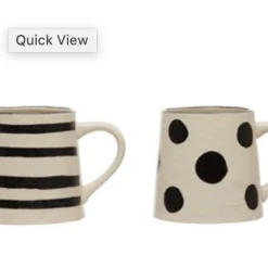 Creative Co-op Black + White Dot Mug Kitchenware