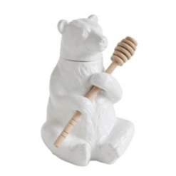 Creative Co-op Ceramic Honey Bear W/ Stick