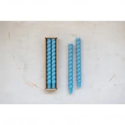 Creative Co-op Decor Twisted Taper Candles - Blue