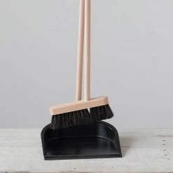 Creative Co-op Beech Wood Broom + Metal Dustpan