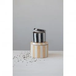 Creative Co-op Kitchenware Black Striped Stoneware Canister