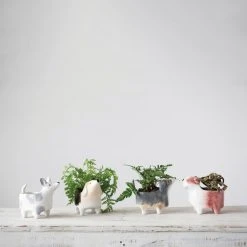 Creative Co-op Ceramic Dog Planter