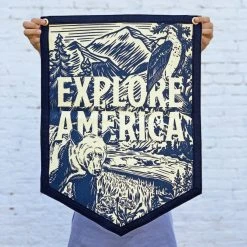 4th Of July Weekend Oxford Pennant: Explore America Camp Flag