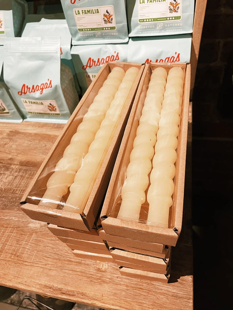 CREATIVE COOP Twisted Taper Candles (Set Of 2) - Cream 3 CREATIVE COOP Twisted Taper Candles (Set Of 2) - Cream