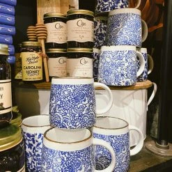 Creative Co-op Natural Blue + White Mug